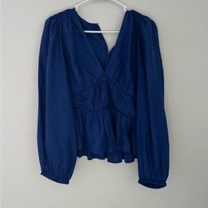 Sea New York Deep Blue V-Neck Blouse